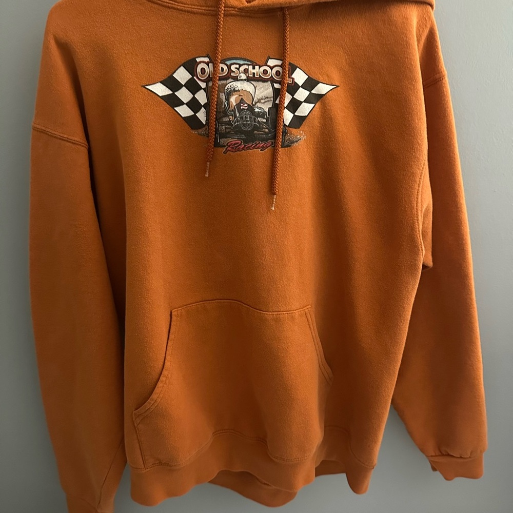 Jerzees Orange Racing Graphic Hoodie